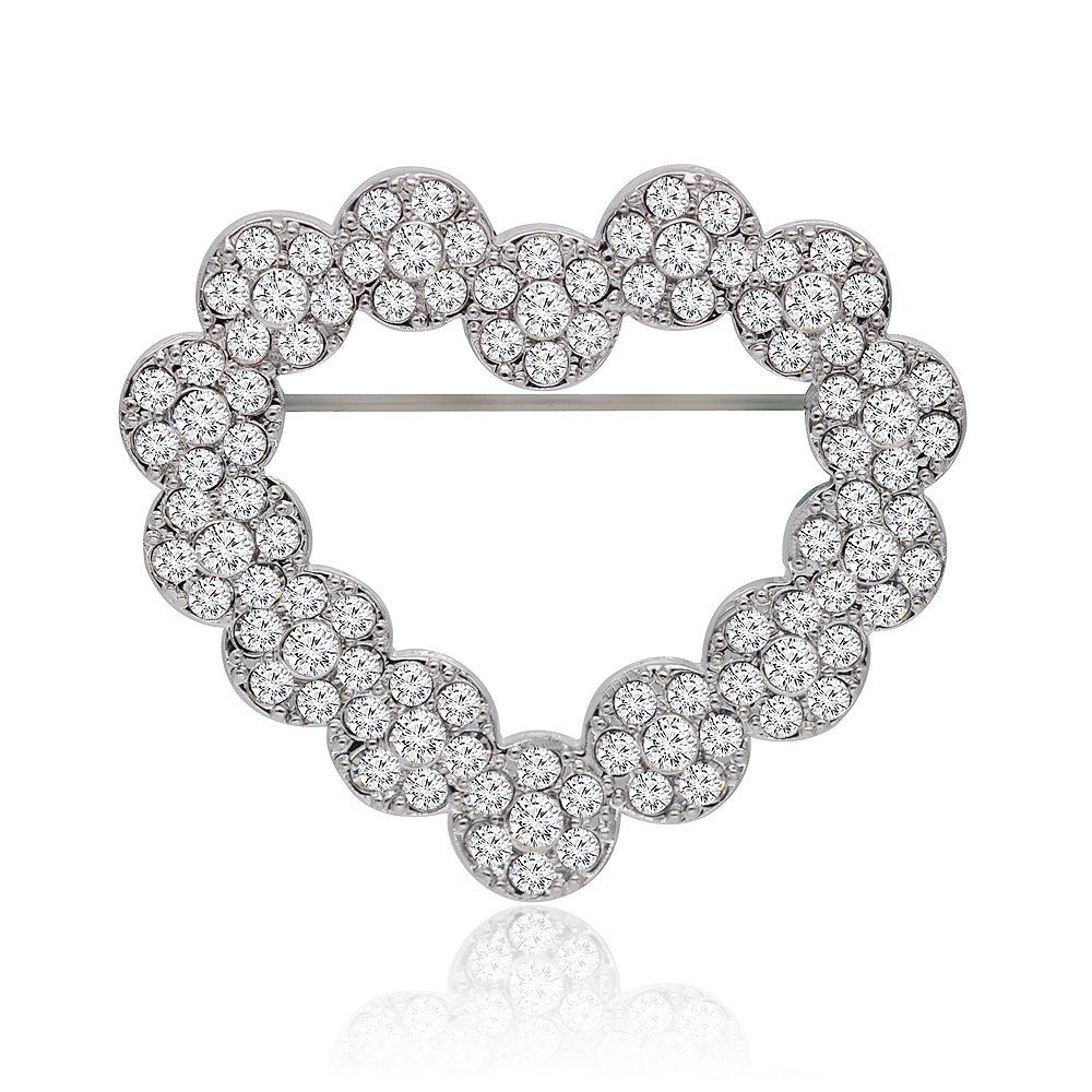 Detailed view of the Rhinestone Heart Embellishment Brooch