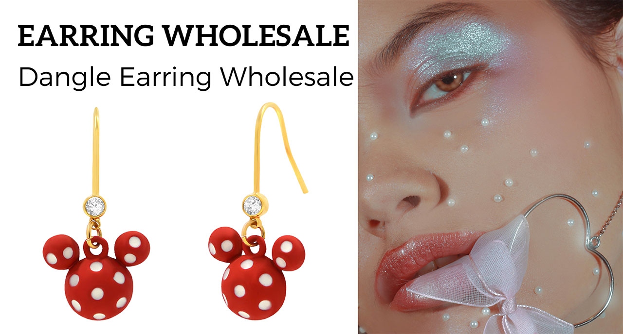 Promotional banner for JR Fashion Accessories wholesale Mickey Mouse and heart-shaped earrings