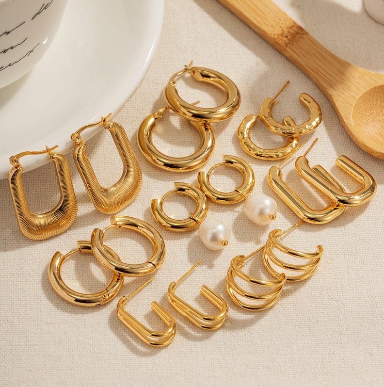 FAMARINE Square Tube Gold Hoop Earrings for Women India | Ubuy