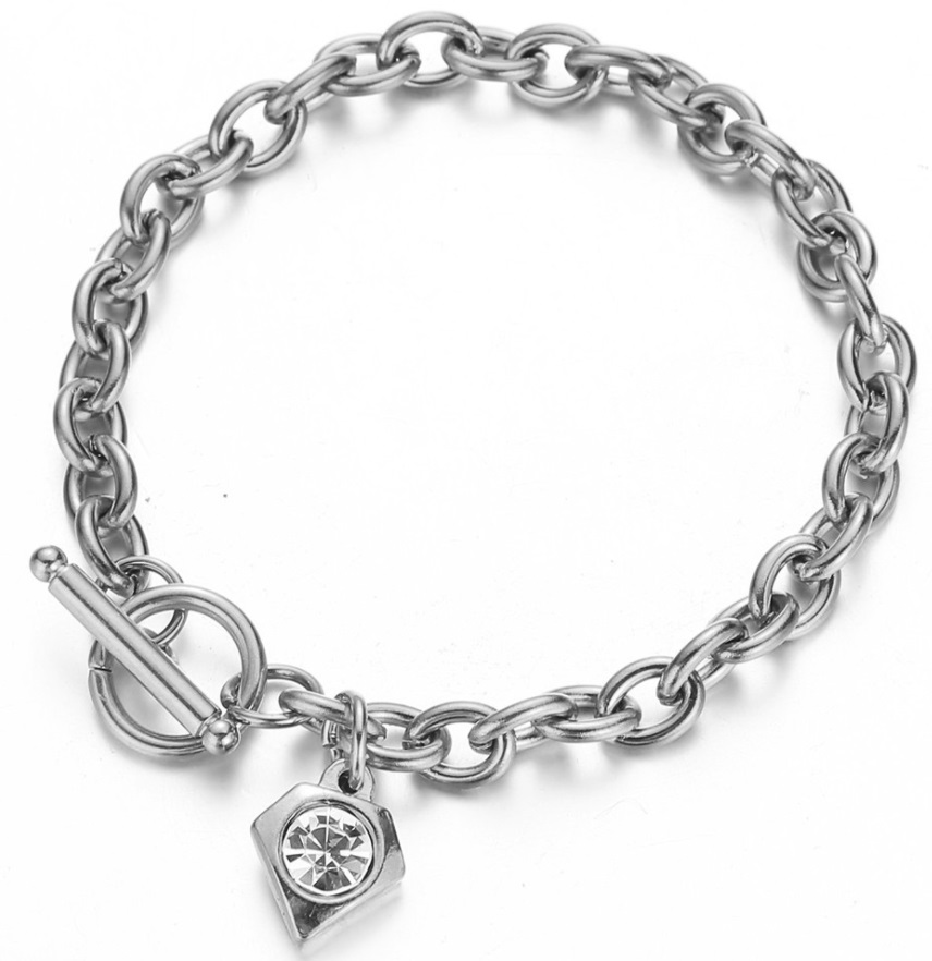 Diamond Charm Crystal Toggle Bracelet Jewelry | JR Fashion Accessories