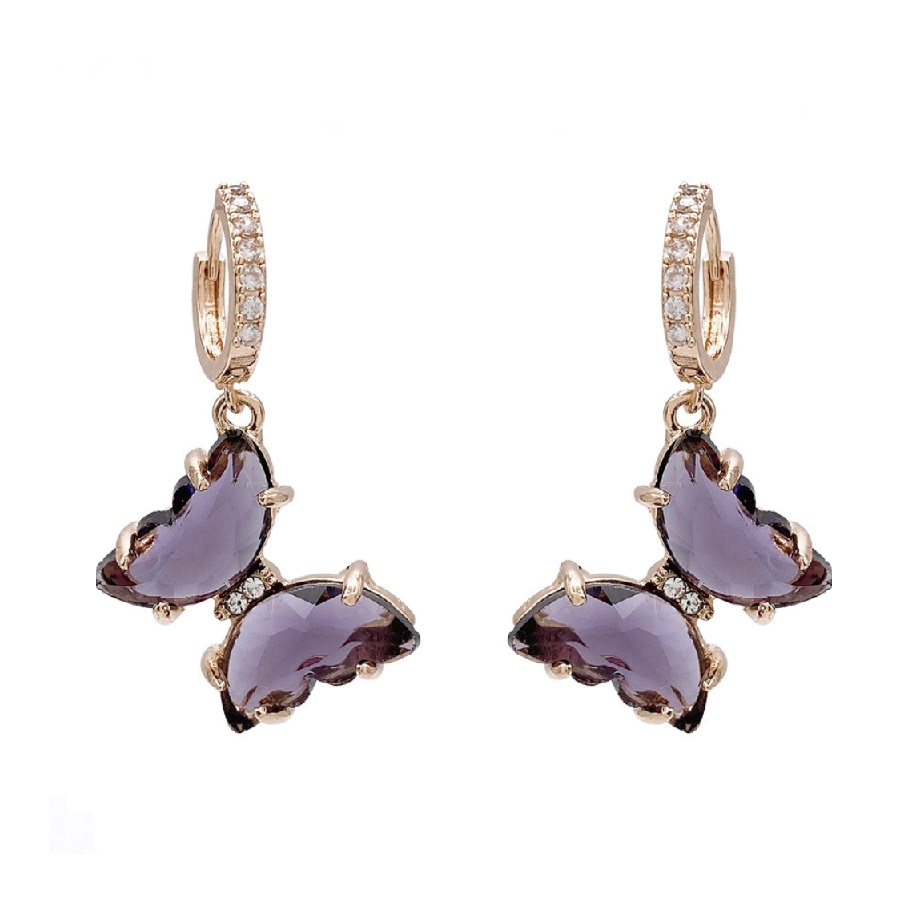Hoop and Huggie Earrings. Purple Butterfly Huggie Earrings Supplier ...