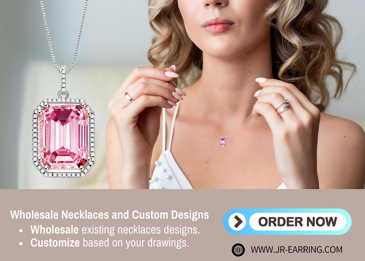 Wholesale pink stone necklace