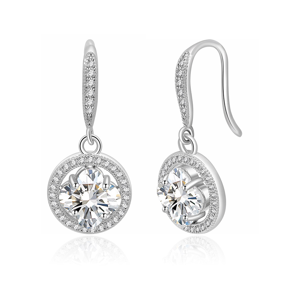 Round Zirconia Earrings With Pave Surround Wholesale clip on earrings ...