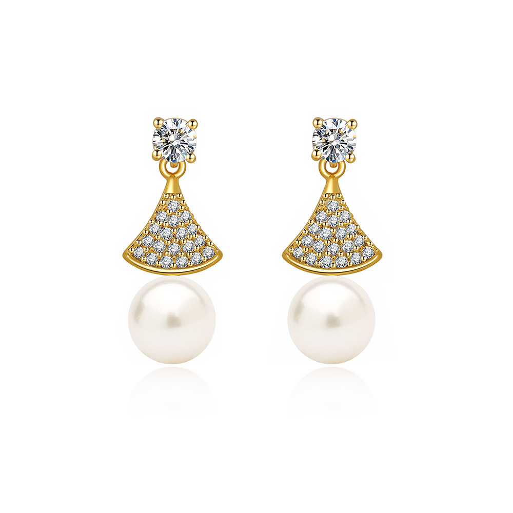 Fan Design 6mm Pearl Drop Earrings Wholesale Costume Jewelry | JR ...
