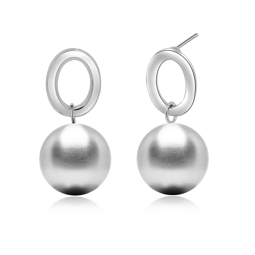 Matte Rhodium Sphere Ball Oval Earrings Bulk Jewelry | JR Fashion ...