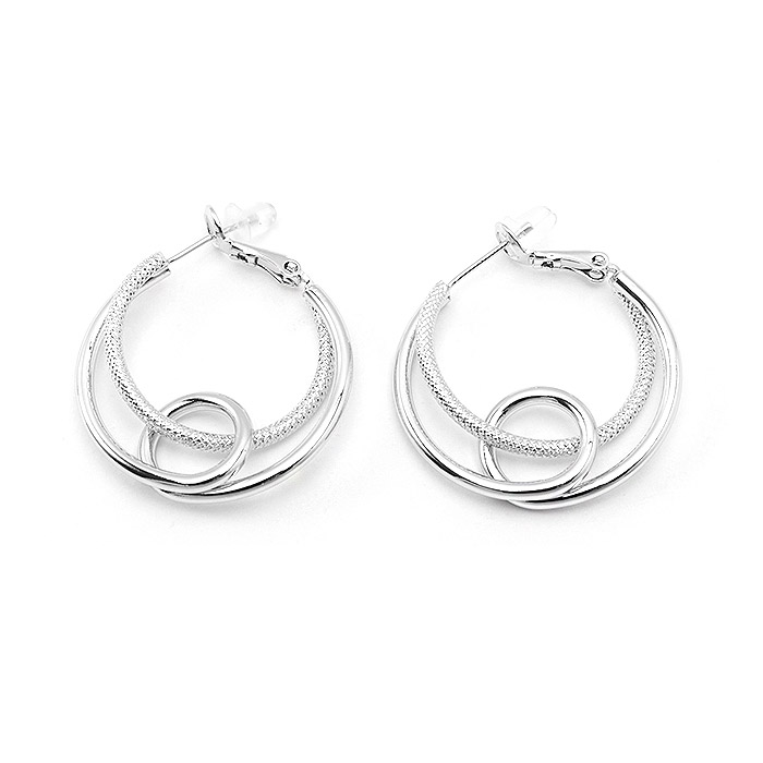 Diamond Cut Polished Double Circle Hoop Earrings Wholesale Jewelry | JR ...