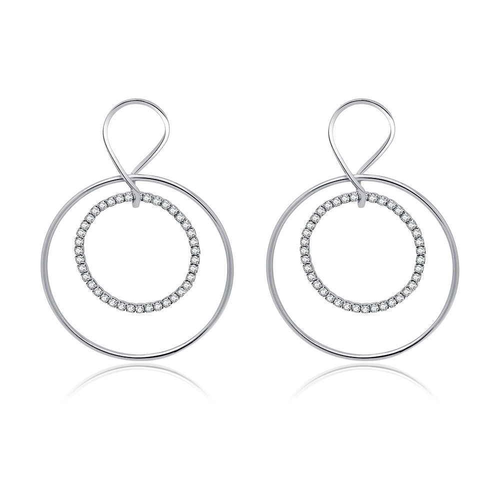 CZ Large Geometric Circle Drop Earrings Wholesale Earrings | JR Fashion ...