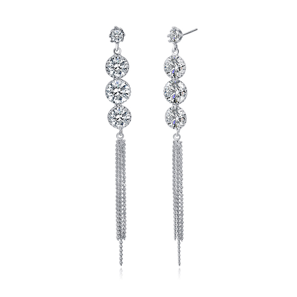 Four Stones Long Chain Earrings Oxidised Jewellery Wholesale | JR ...