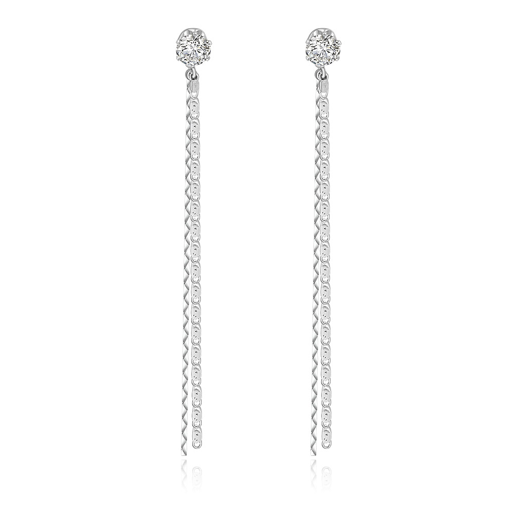 CZ Stud Chain Long Earrings Wholesale Earrings | JR Fashion Accessories