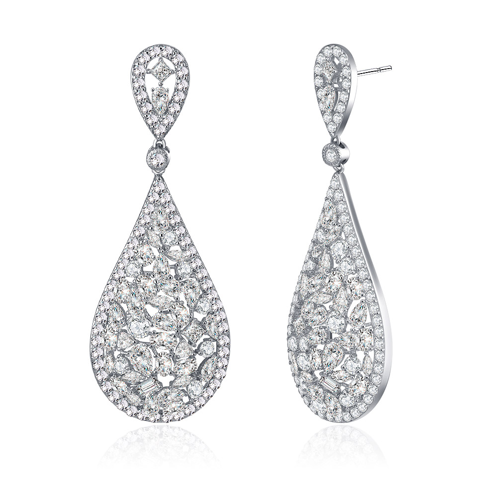 Ladies Cubic Zirconia Teardrop Earring Wholesaler | JR Fashion Accessories