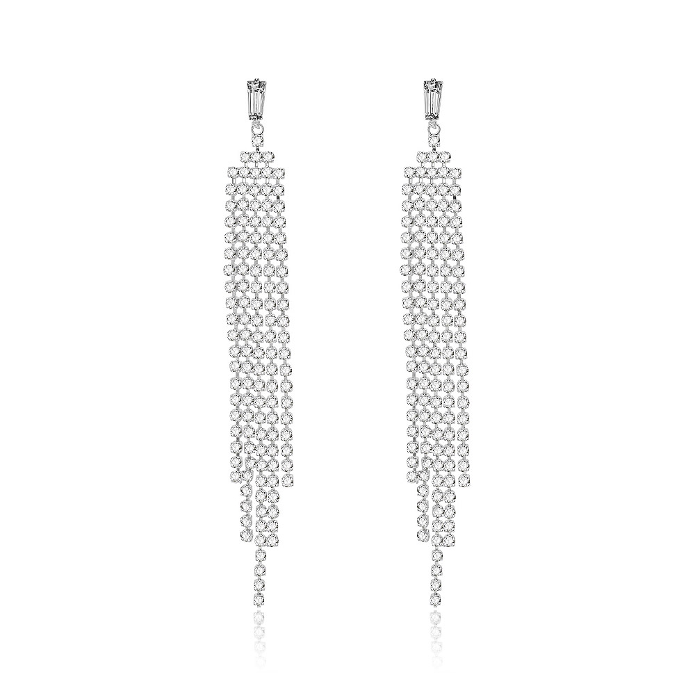 Long CZ Linear Chandelier Earrings Wholesale | JR Fashion Accessories