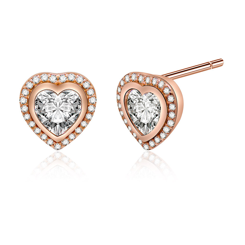 Rose Gold Heart Ear Studs Wholesale | JR Fashion Accessories