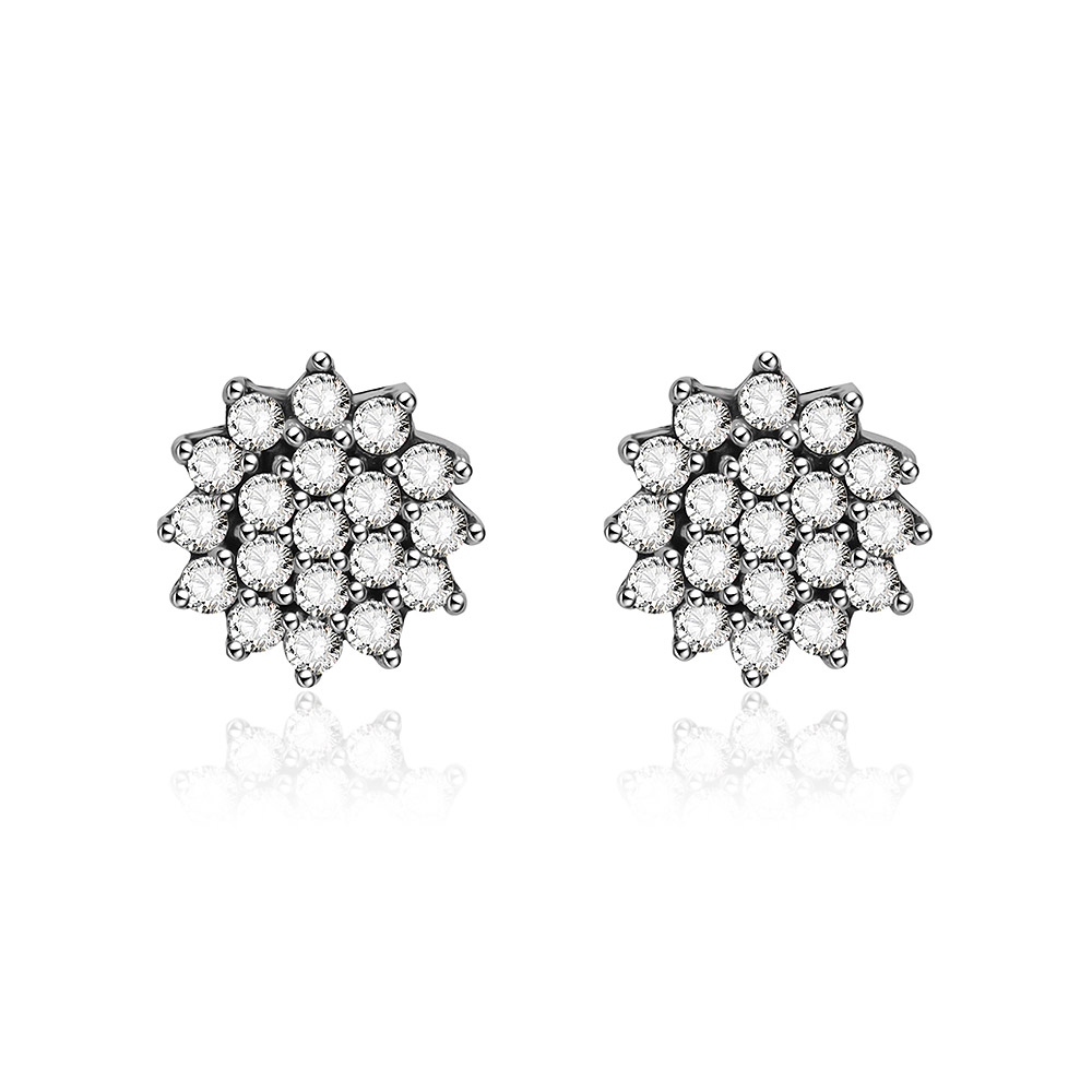 Silver Flower Clear CZ Stud Earrings Wholesale Earrings on line | JR ...