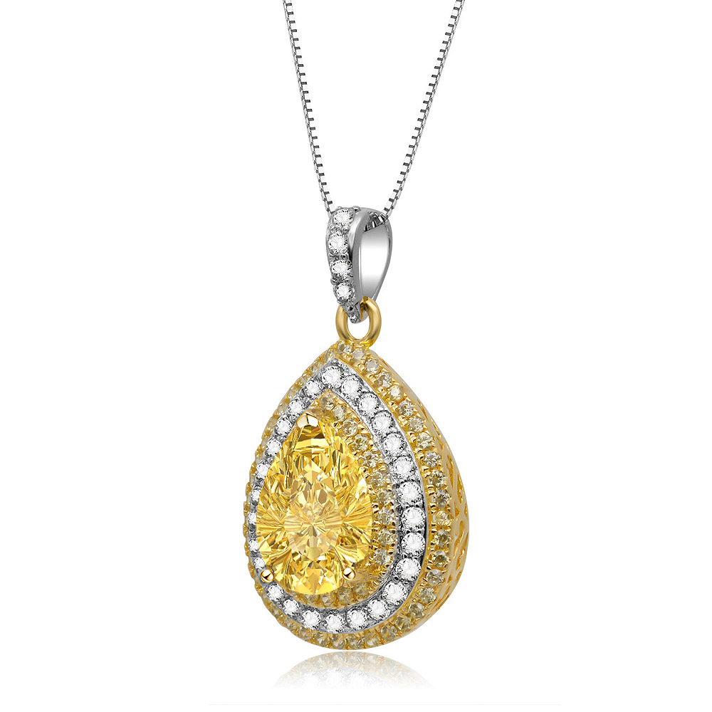 Gemstone necklace pendants. Enticing Bright Yellow Drop Shape Gemstone ...