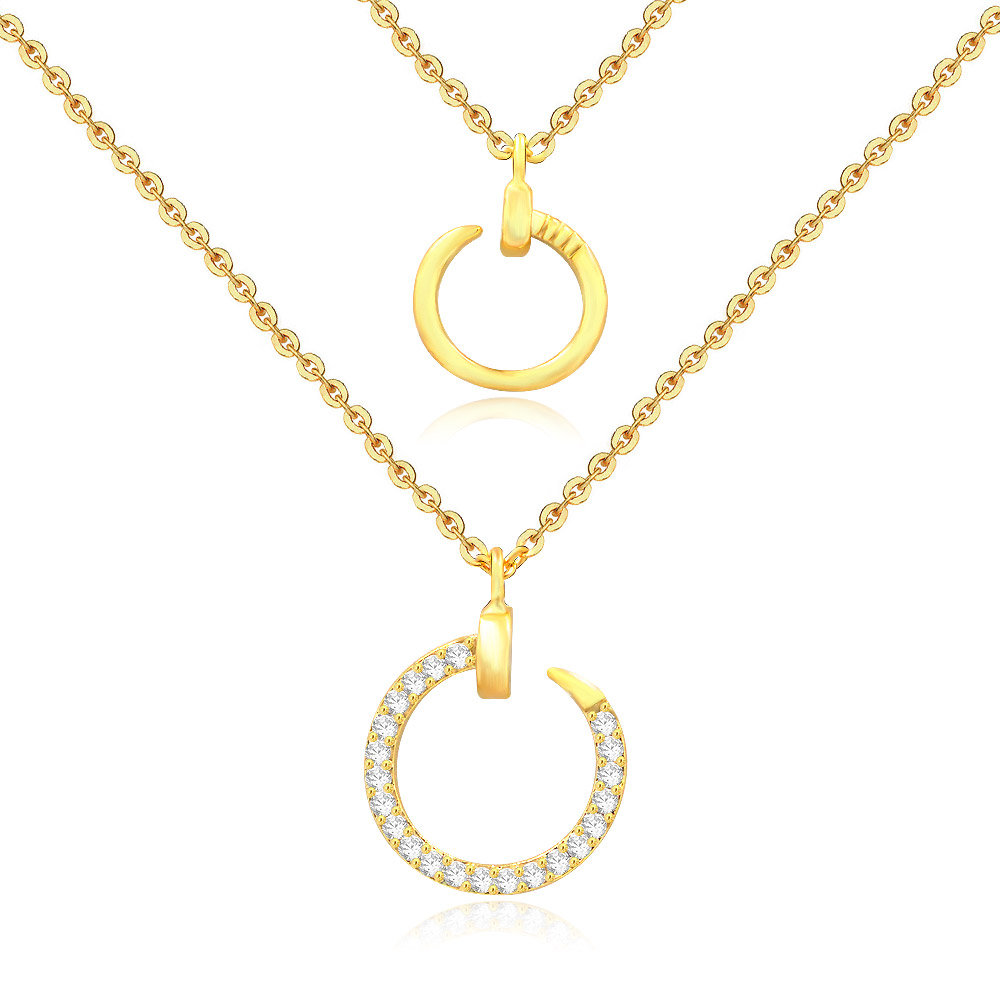 Wholesale Layered Necklace Circle Pendant in Gold | JR Fashion Accessories