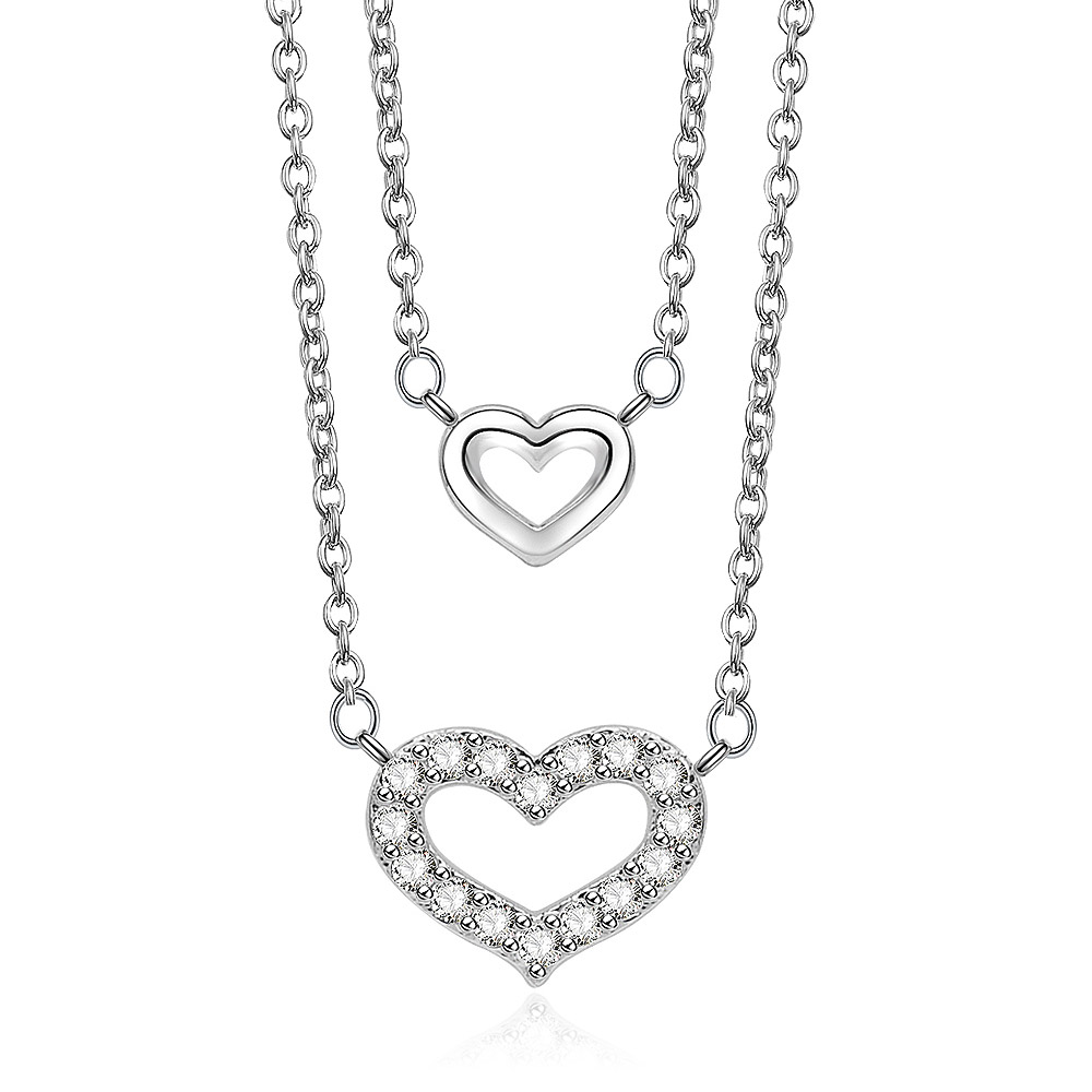 Two Hearts Double Chains Necklace Jewelry Supplies Jr Fashion Accessories