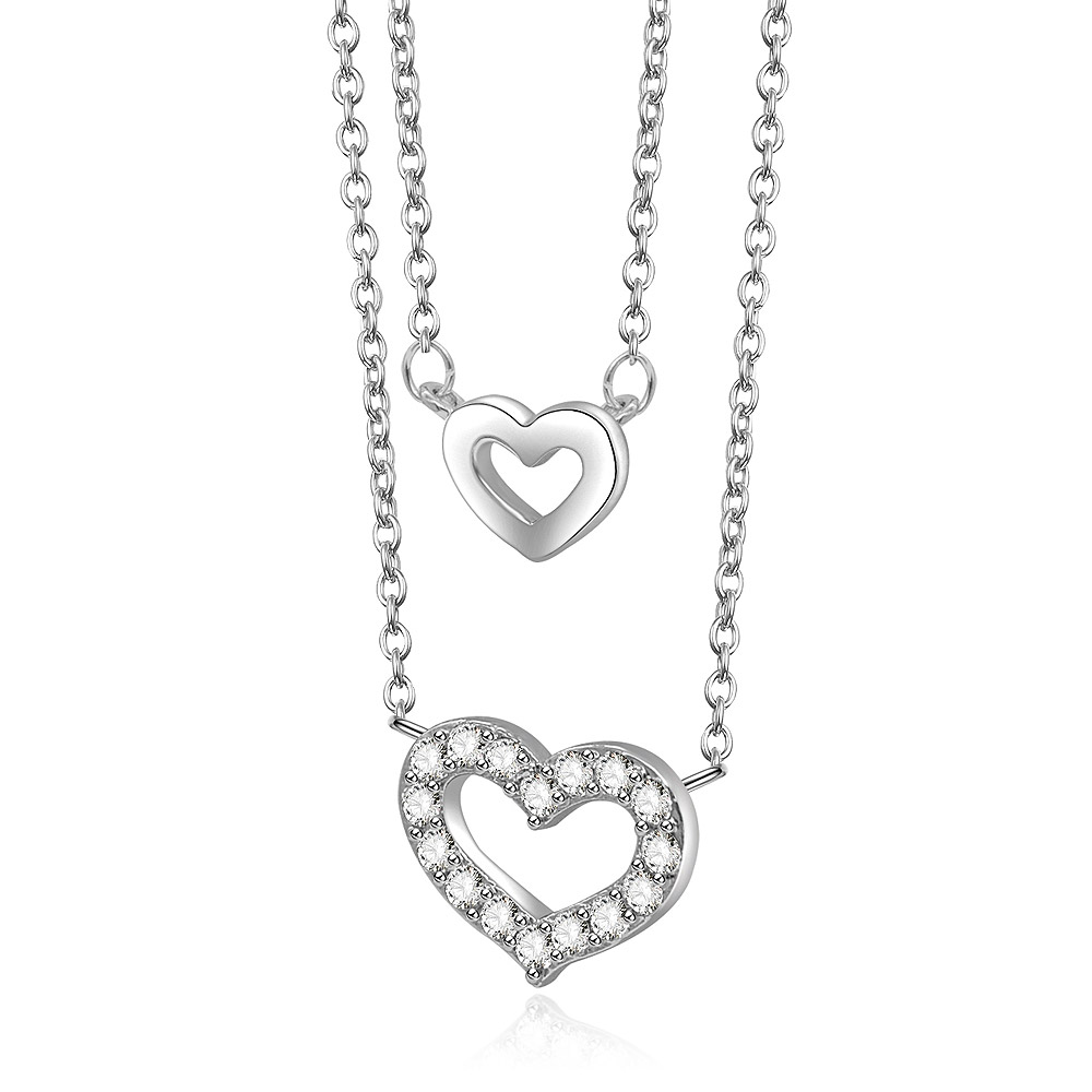 Two Hearts Double Chains Necklace Jewelry Supplies Jr Fashion Accessories