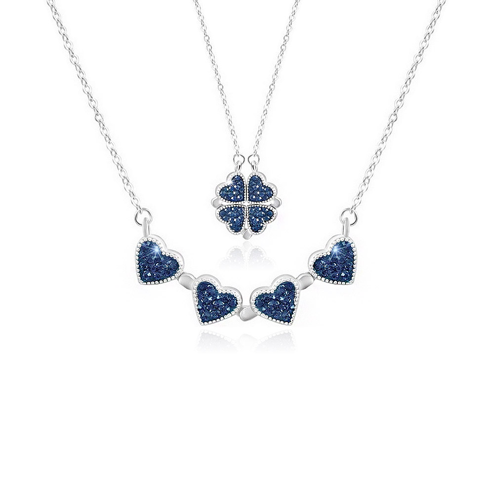 blue four leaf clover necklace