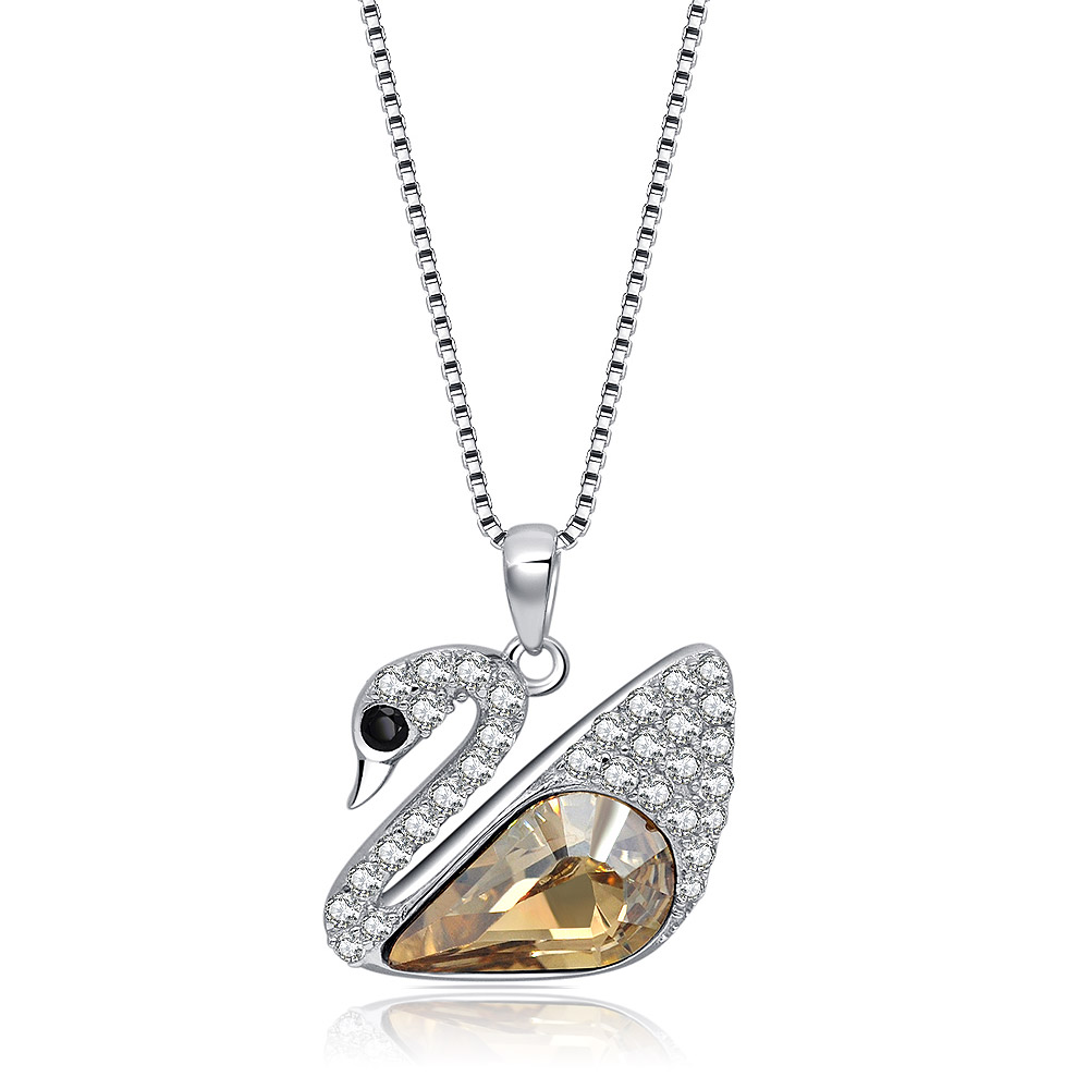Swarovski Women's Facet Swan Necklace Iconic Swarovski Swan Logo with  Crystals in a Mixed Metal Finish from the Swarovski Facet Swan Collection :  Amazon.co.uk: Fashion