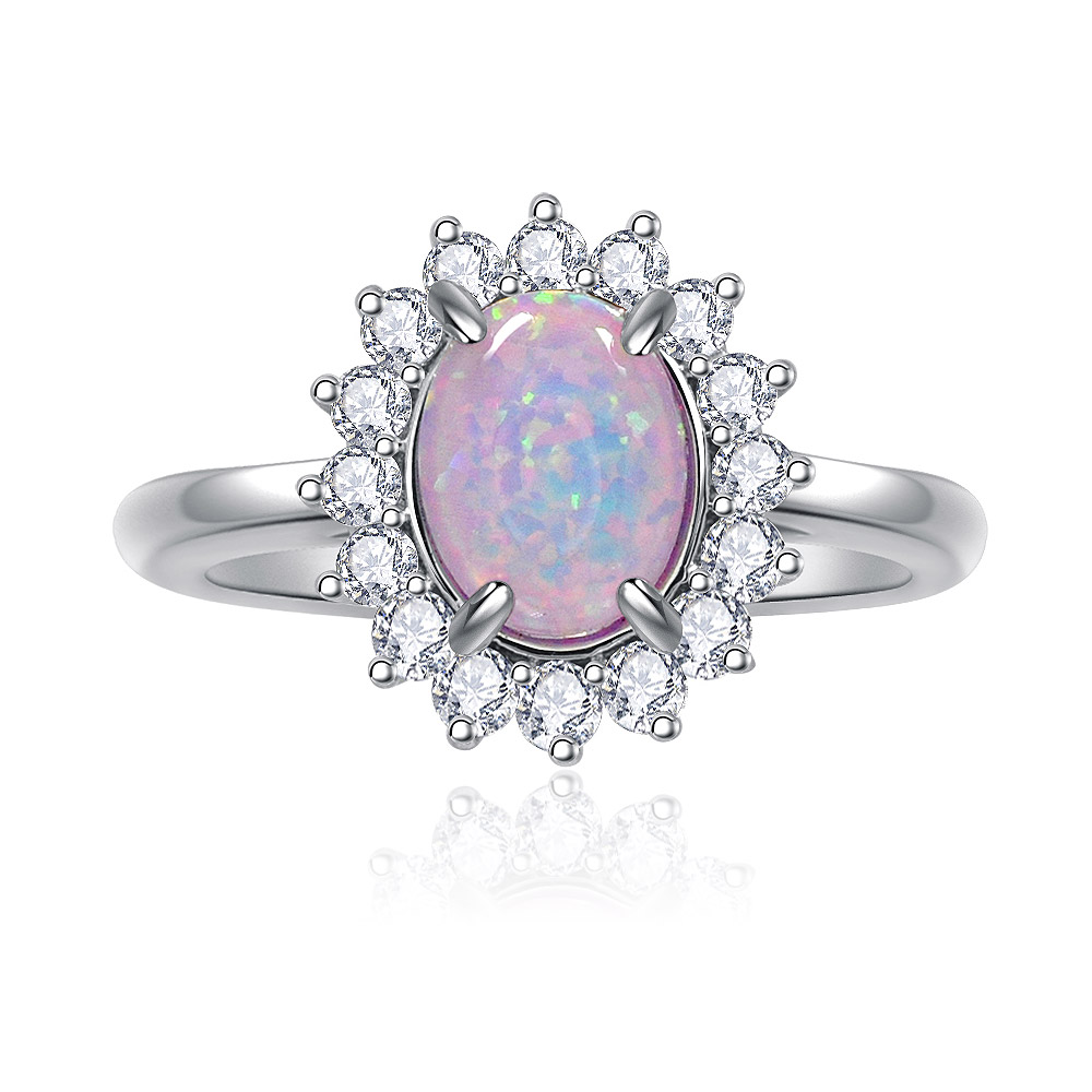 Pink Opal Burst White Ring Wholesale Diamond Ring | JR Fashion Accessories
