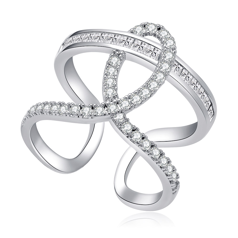 Cubic Zirconia Endless Cross Ring Cheap Jewelry | JR Fashion Accessories