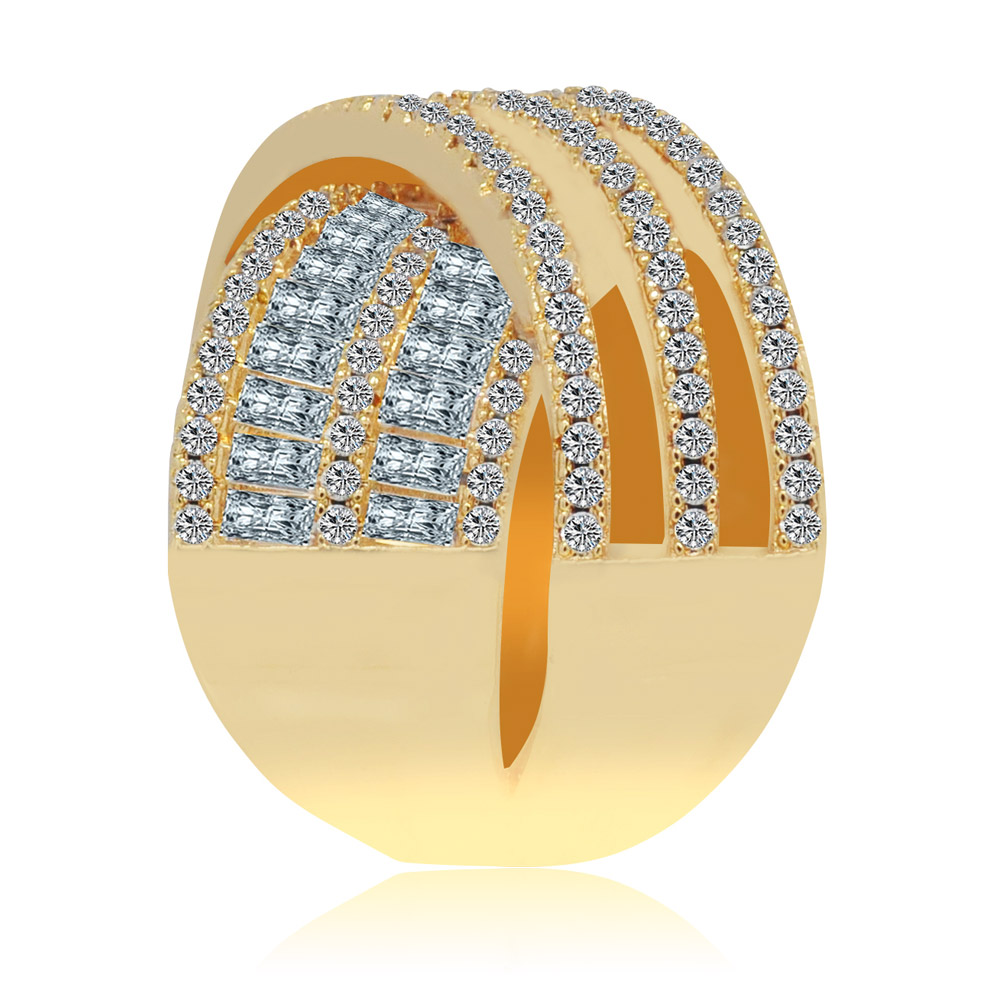 Hot Sale Clear CZ Crossover Band Ring In Gold | JR Fashion Accessories