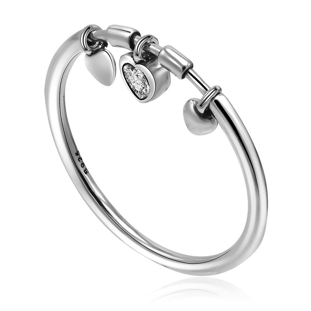 925 Sterling Silver Dangling Heart Ring High quality CZ RING | JR ...