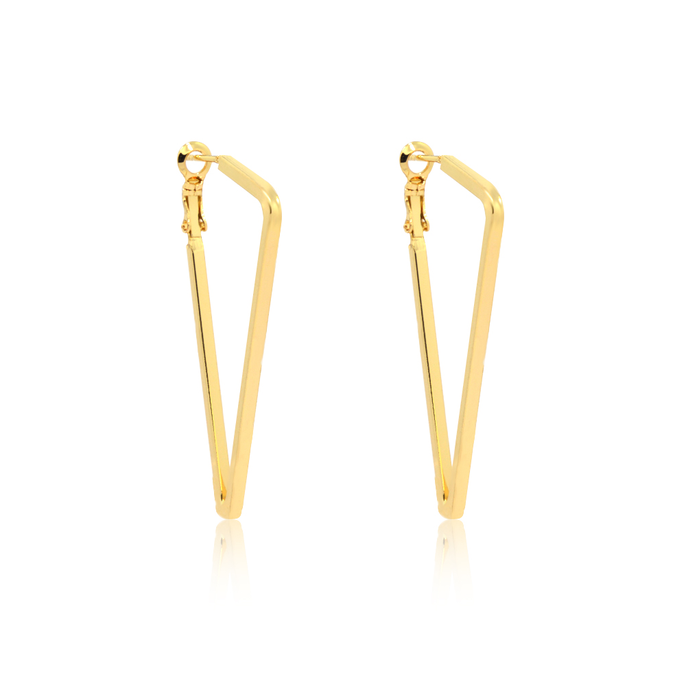 Gold Hoop Polished Triangle Earrings